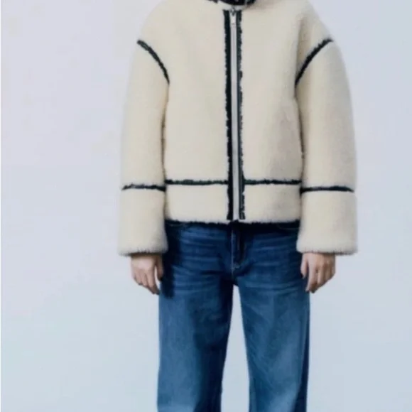 NWT ZARA SHEARLING BIKER JACKET SIZE SMALL - Picture 12 of 12